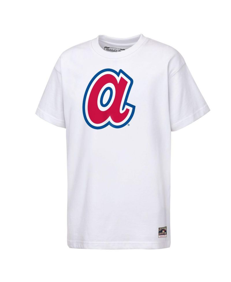 Big Boys and Girls White Atlanta Braves Cooperstown Concession T-Shirt
