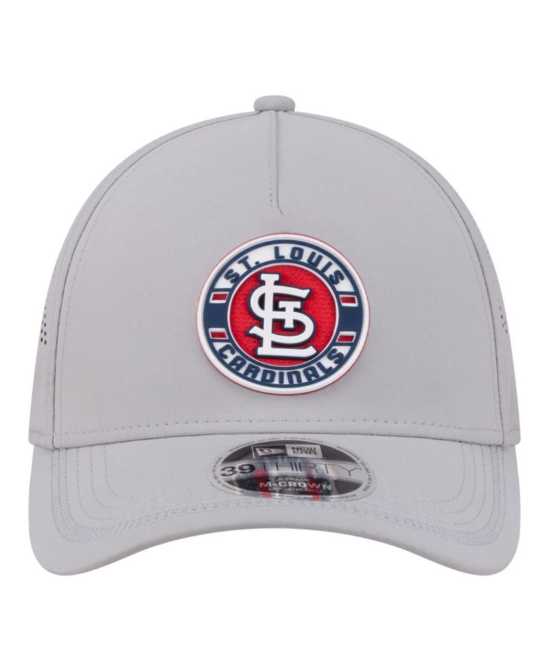 Men's Gray St. Louis Cardinals Patch 39THIRTY A-Frame M-Crown Perforated Flex Hat