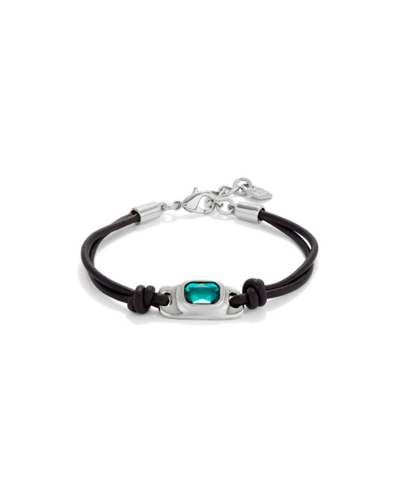Green Crystal Leather Bracelet