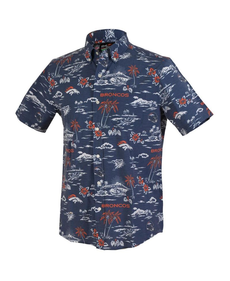 Men's Navy Denver Broncos Kekai Performance Button-Down Shirt