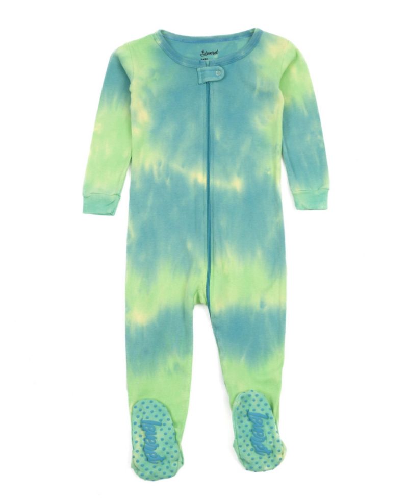 Toddler Matching Family One Piece Footed Cotton Long Sleeve Tie Dye Pajamas.