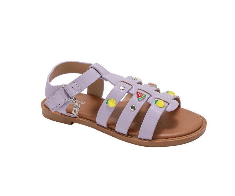 Girls Girl's Fashion Sandals – Comfy Dressy Shoes with Fruit Accents, Studs, and Hanging b Charm