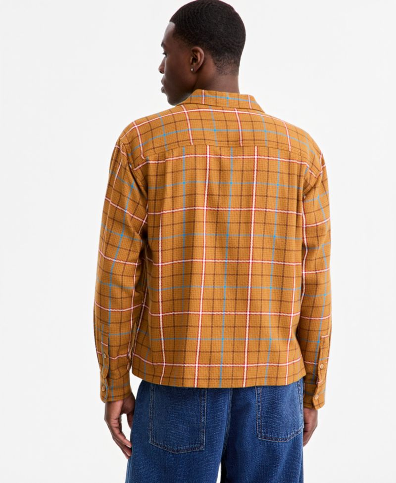 Men's Camp-Collar Plaid Shirt