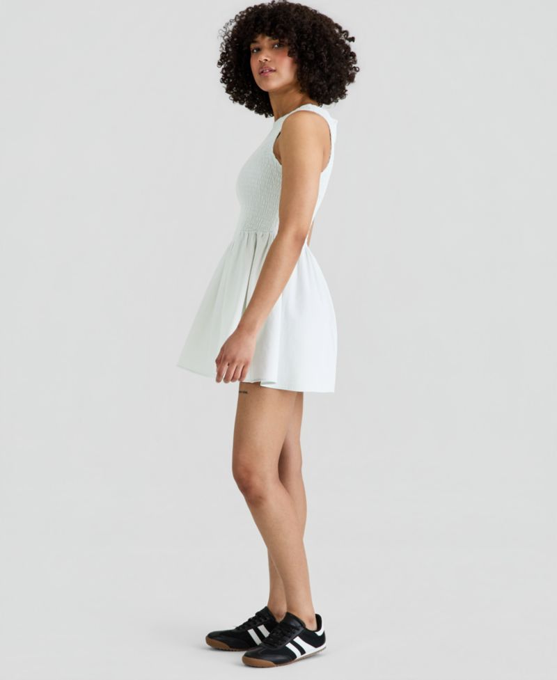 Women's Smocked Bodice Cotton Mini Dress