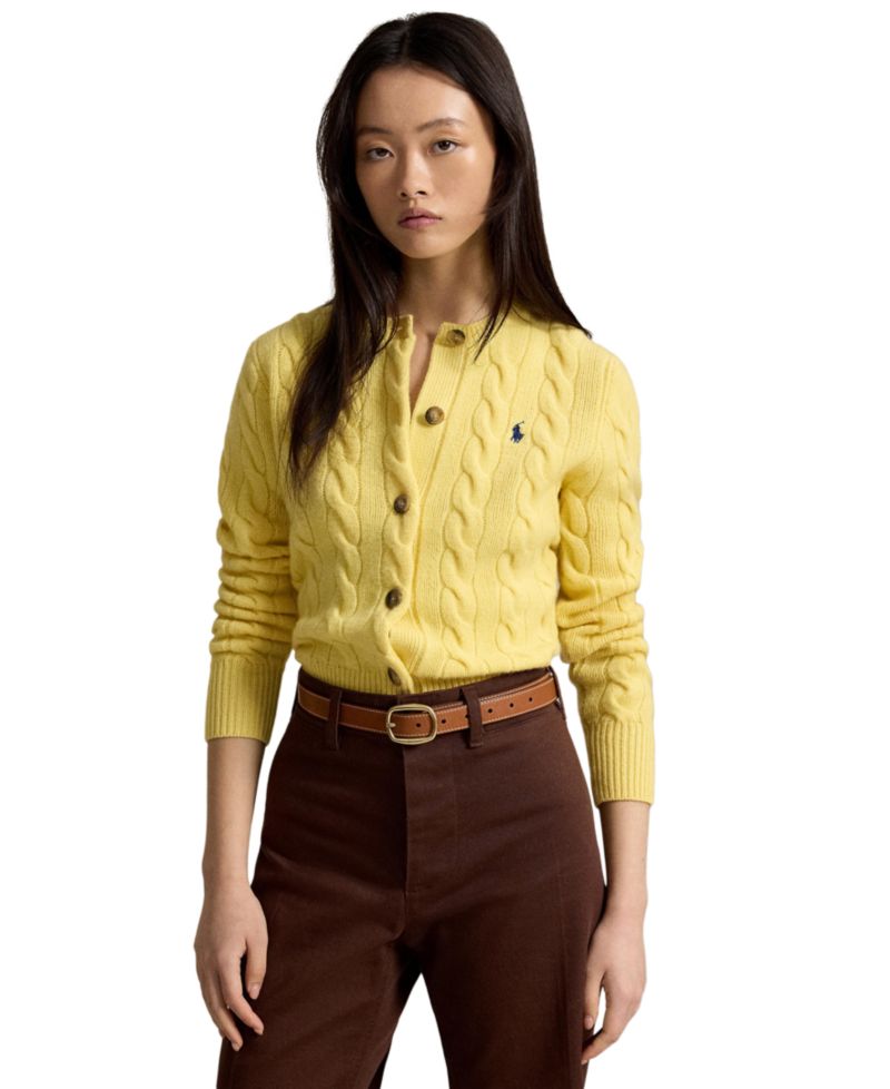 Women's Cable-Knit Wool-Cashmere Cardigan Sweater