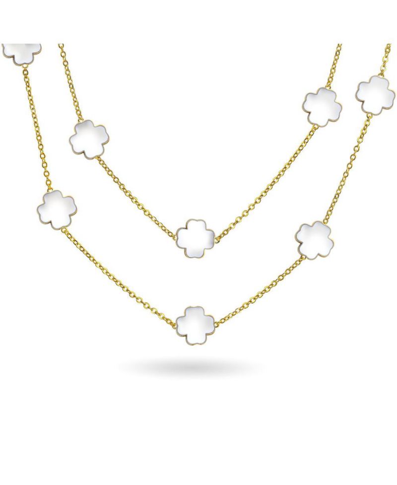 Enamel Flower Strand Necklace