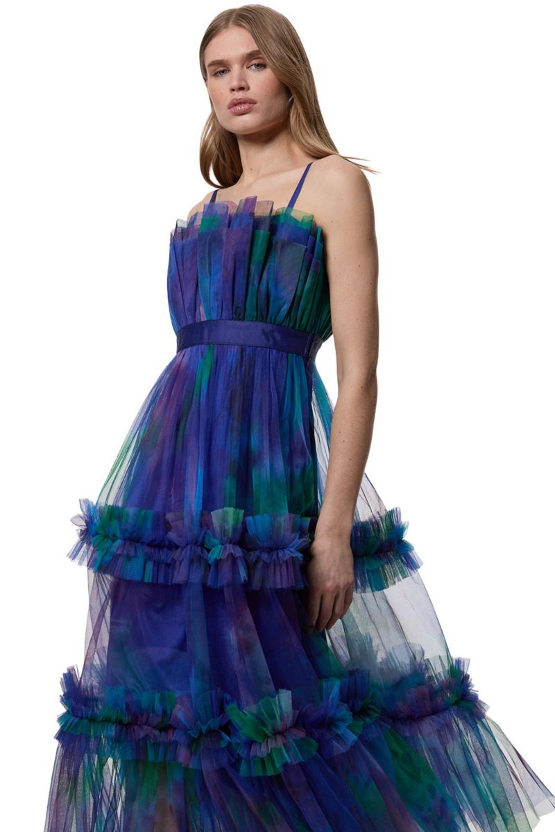 Women's Dark Floral Bandeau Midi Dress