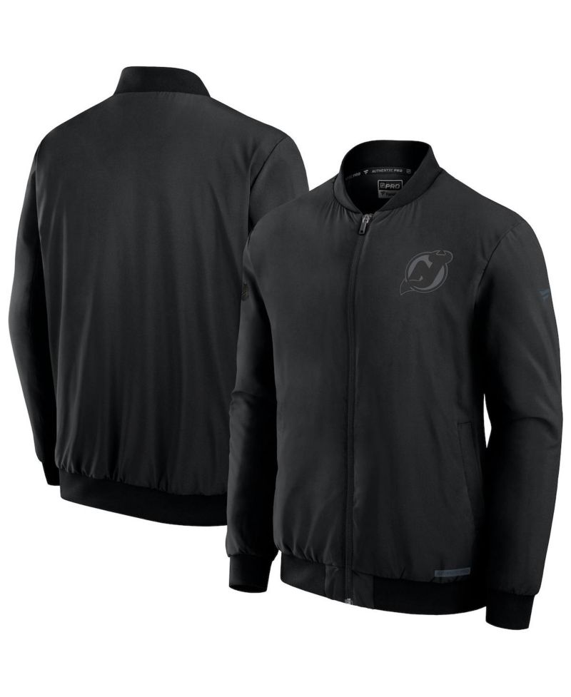 Men's Black New Jersey Devils Authentic Pro Road Full-Zip Bomber Jacket