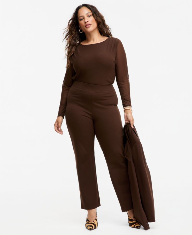 Plus Size High-Rise Slim-Fit Ankle Pants