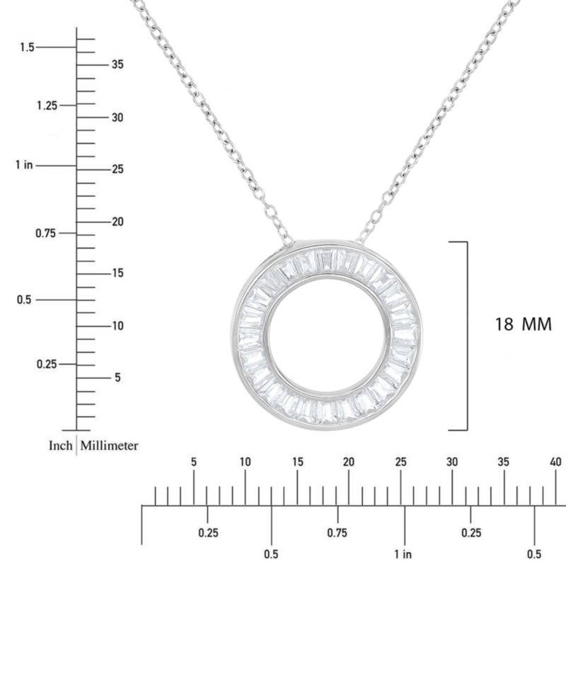Cubic Zirconia Open Circle Pendant Necklace in Sterling Silver