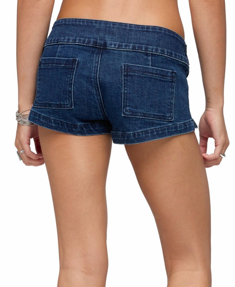 Women's Double Belted Low Rise Denim Shorts