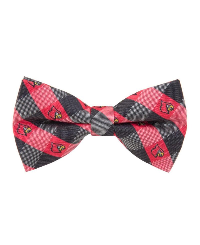 Men's Red Louisville Cardinals Check Bow Tie