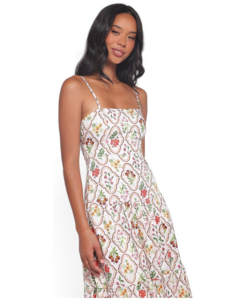 Women's Botanique Floral-Print A-Line Square Neck Midi Dress