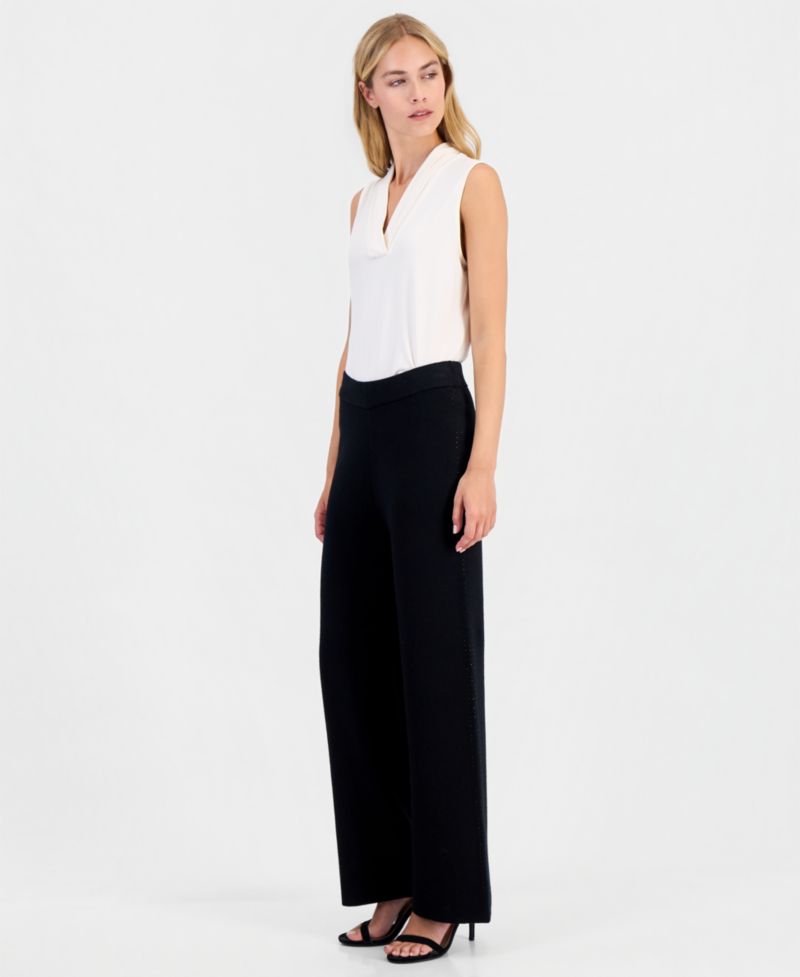 Women's Heatset Sweater Wide-Leg Pull-On Knit Pants