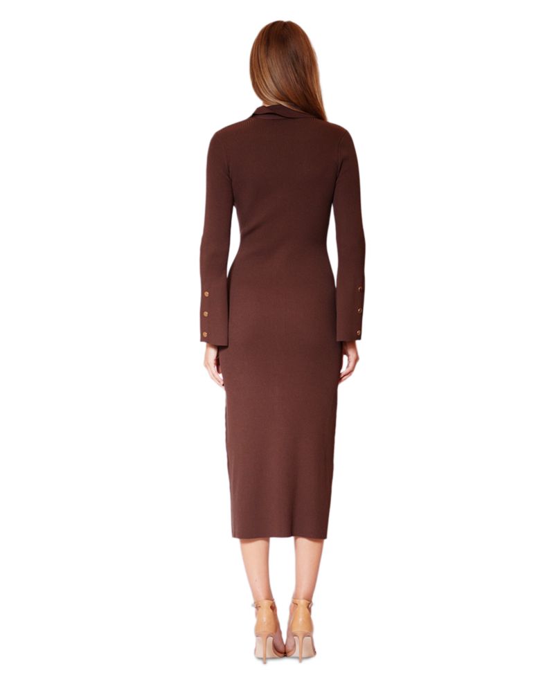 Women's V-Neck Button-Front Sweater Dress