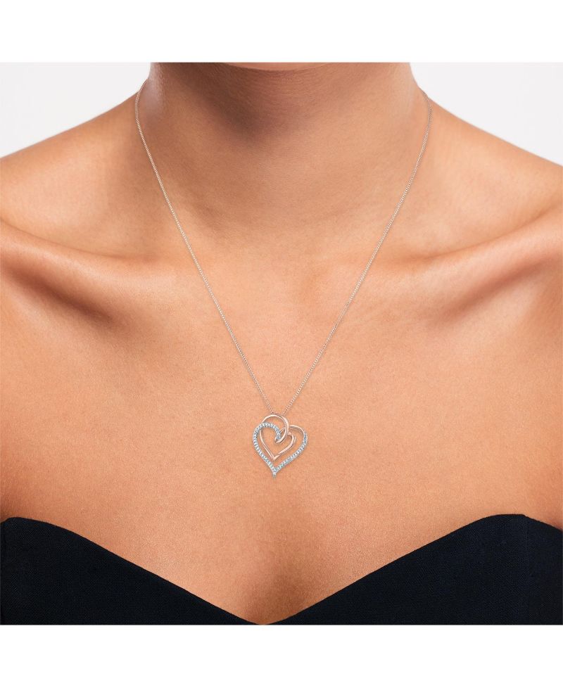 Diamond Intertwining Hearts 18" Pendant Necklace (1/10 ct. t.w.) in 14k Rose Gold-Plate