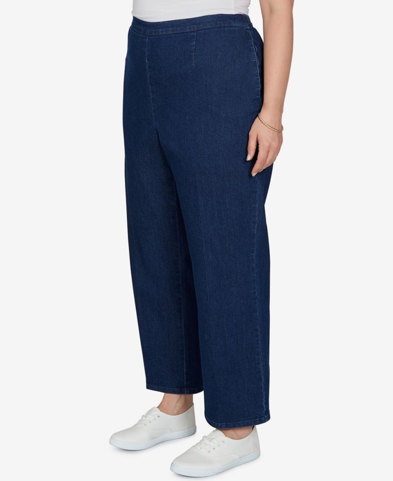 Plus Size Pull-On Mid-Rise Denim Pants