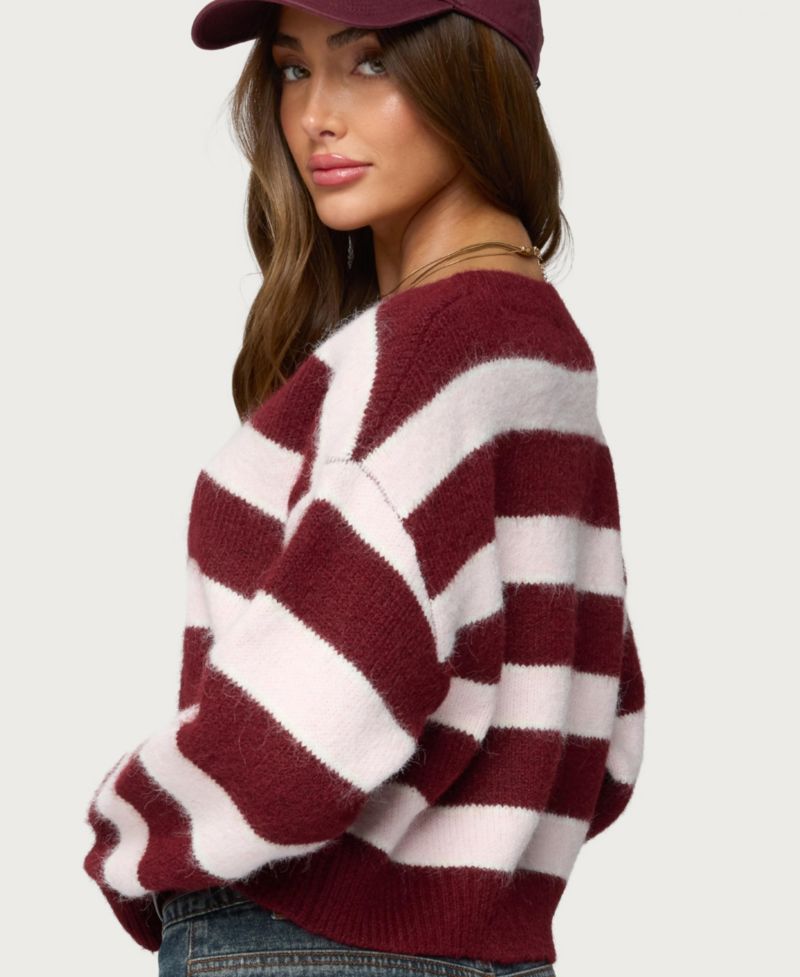 Women's Kaz Striped Knit V Neck Cardigan