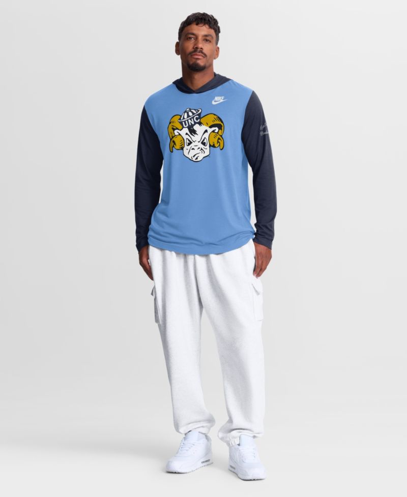 Men's Carolina Blue/Navy North Carolina Tar Heels Campus Legacy Tri-Blend Long Sleeve Hooded T-Shirt