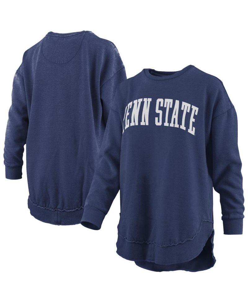 Women's Navy Penn State Nittany Lions Melange Poncho Vintage Fleece Long Sleeve Pullover Sweatshirt