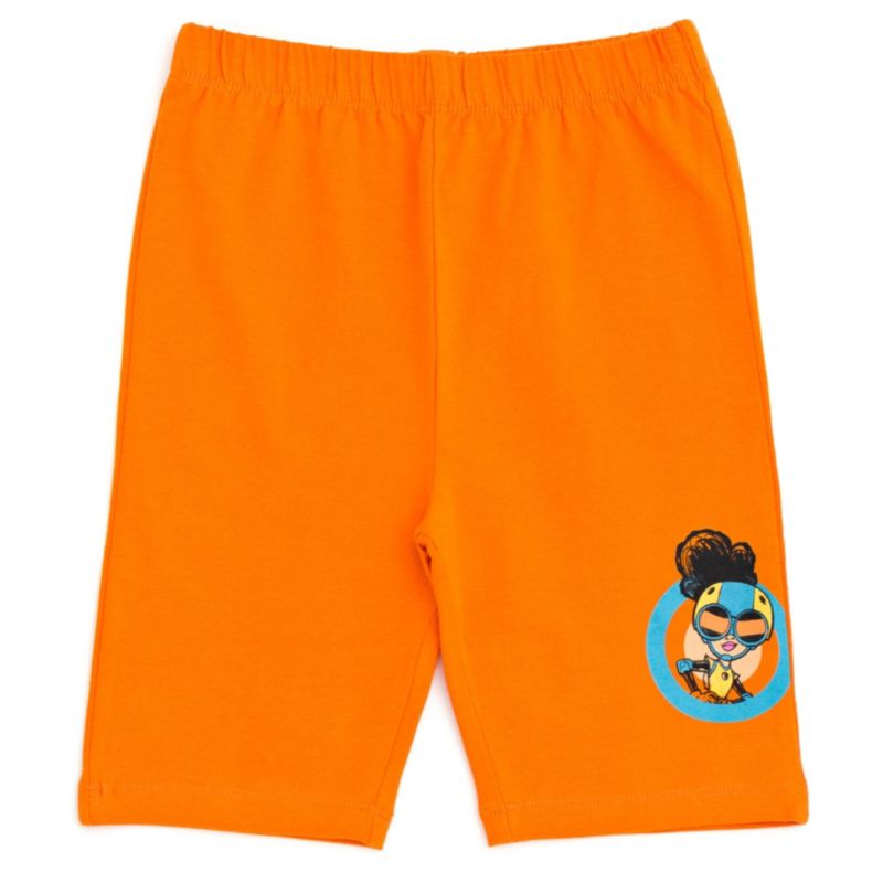 Little Girls Moon Devil Dinosaur Oversized Drop Shoulder T-Shirt and Shorts Outfit Set