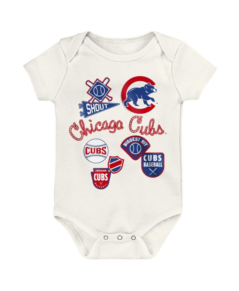 Baby Boys and Girls 3-Pack Chicago Cubs Home Plate Creeper Set