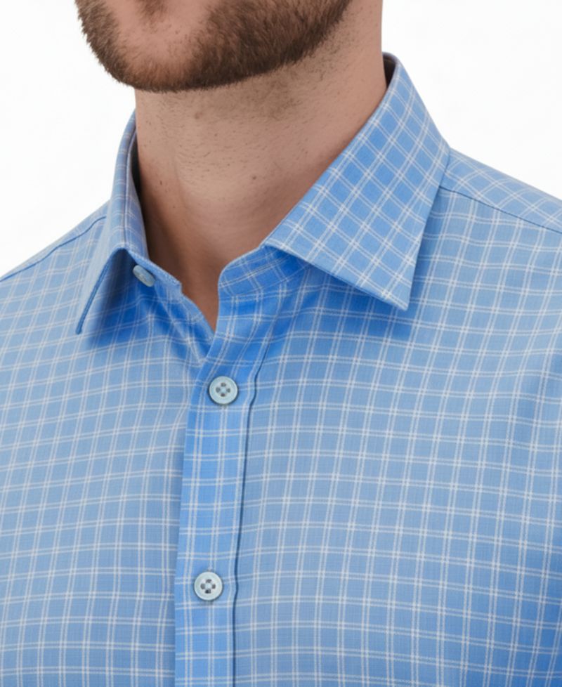 Men's 4-Way Tonal Geometric-Print Woven Dress Shirt