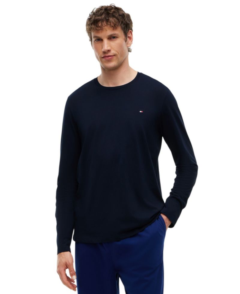Men's Core Flag Long-Sleeve Crewneck Cotton Pajama T-Shirt