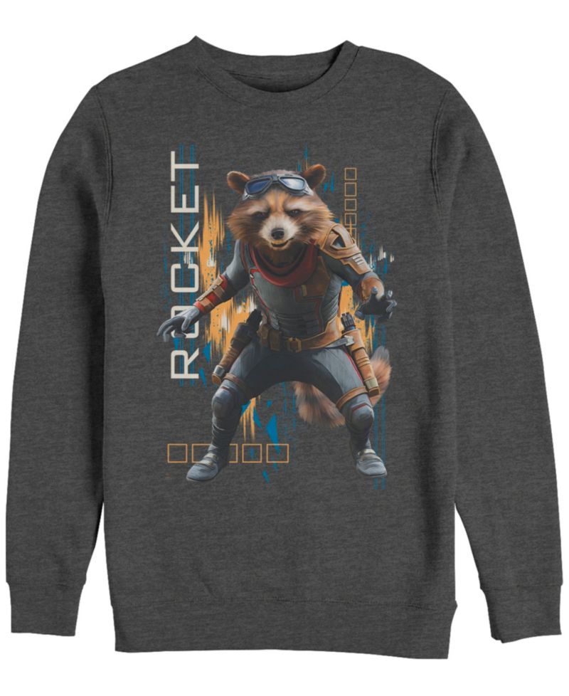 Marvel Men's Avengers Endgame Rocket Action Pose, Crewneck Fleece