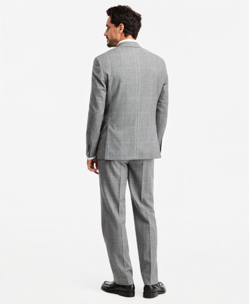 Men's Classic-Fit Wool-Blend Stretch Plaid Suit Separate Pants