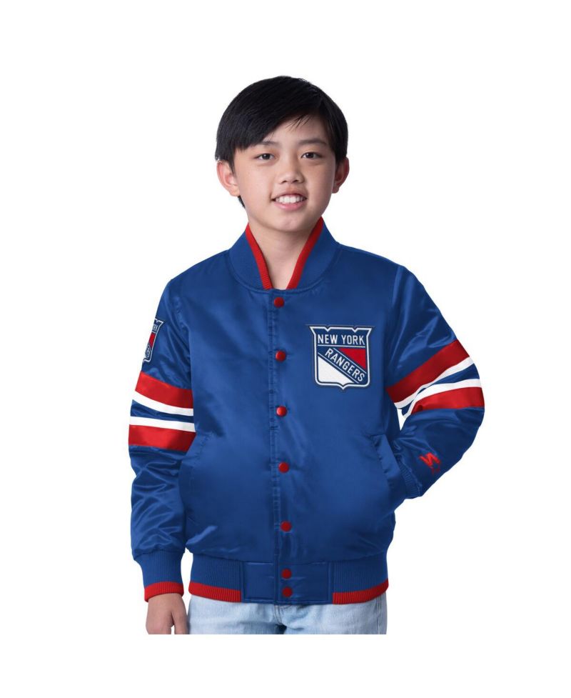 Big Boys and Girls Blue/Red New York Rangers Scout 1 Full-Snap Varsity Jacket