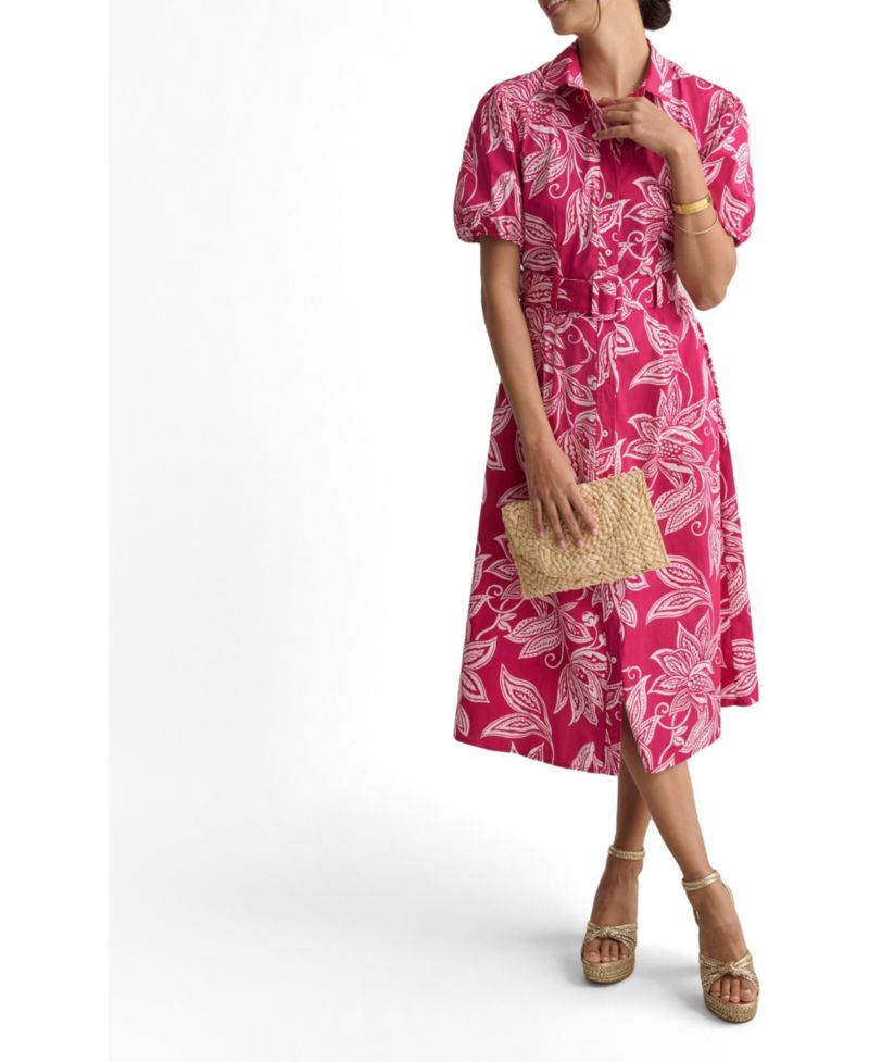 Women's Stretch Cotton Jackie Midi Shirt Dress