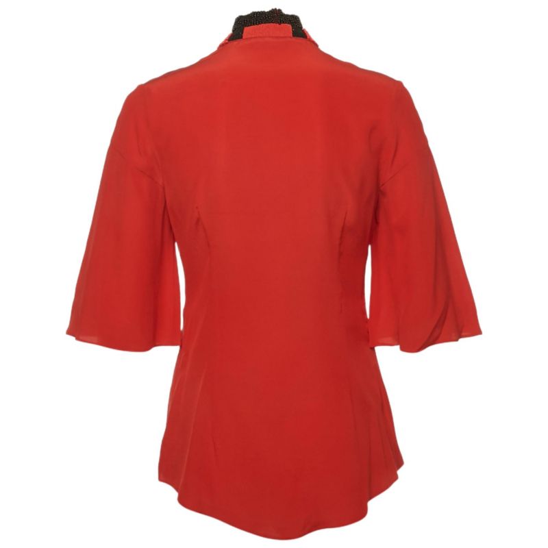 Women's Silk Beaded High Neck Top