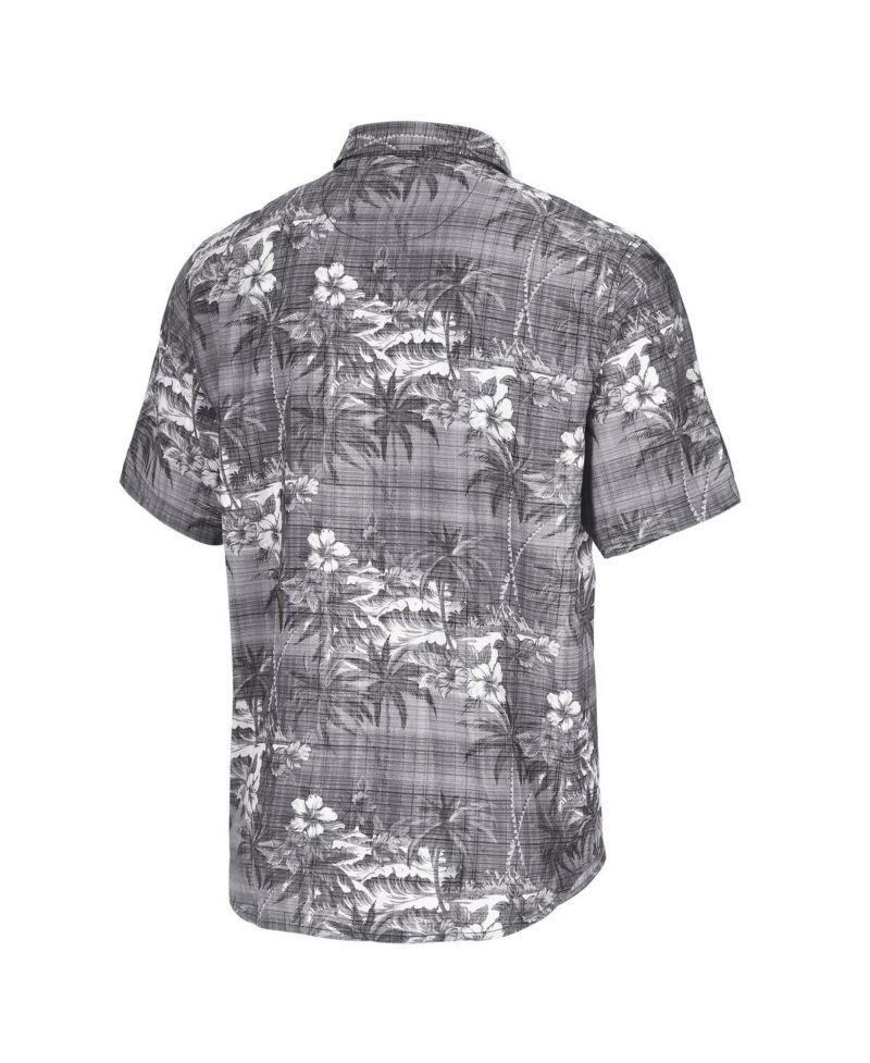 Men's Black Miami Dolphins Coconut Point Isla Palmetta Camp Button-Up Shirt