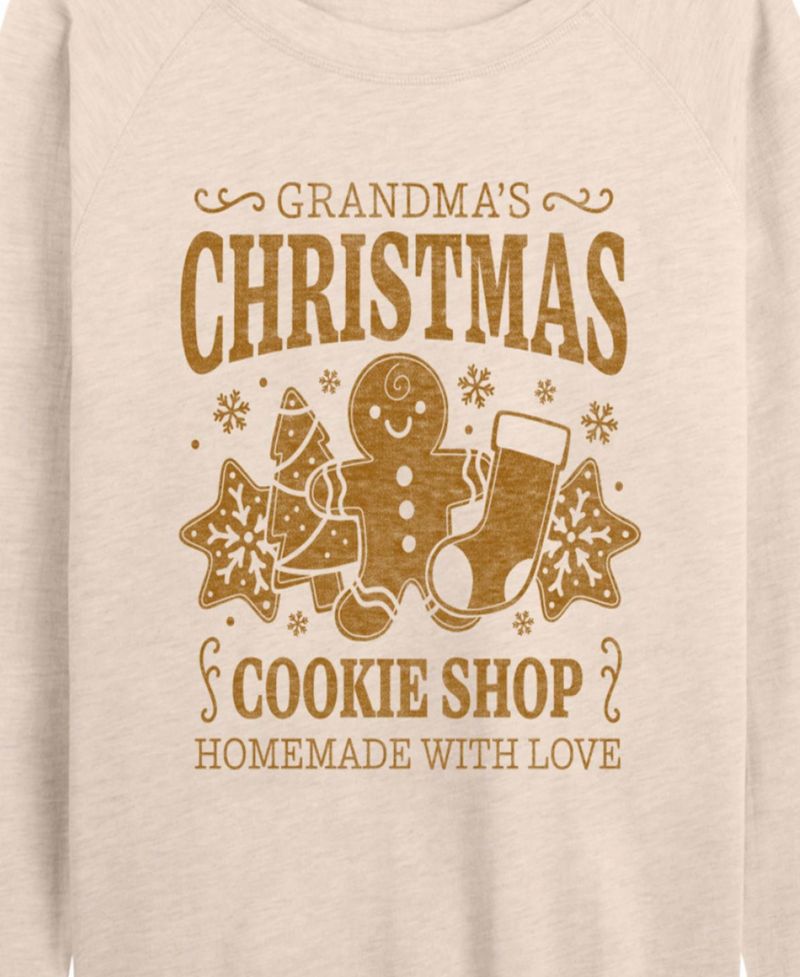 Plus Size Grandma's Christmas Cookie Shop French Terry Long Sleeve T-Shirt