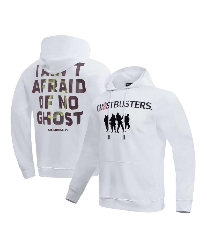 Men's and Women's White Ghostbusters I Ain't Afraid Of No Ghost Pullover Hoodie