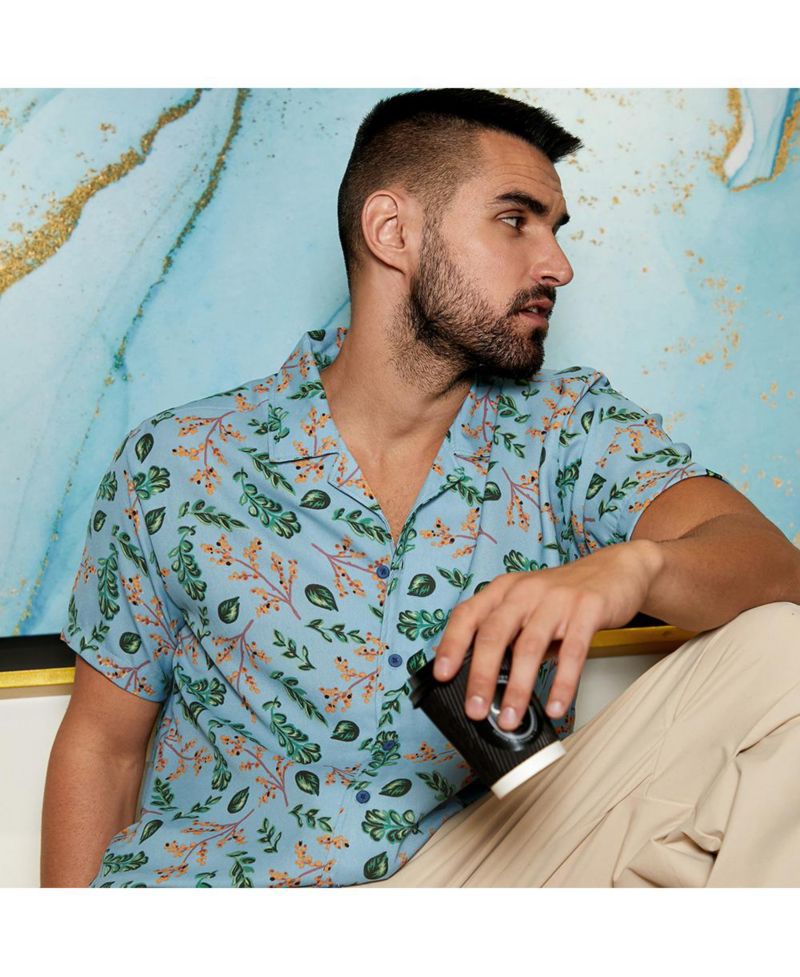 Men's Sky Blue Foliage Shirt