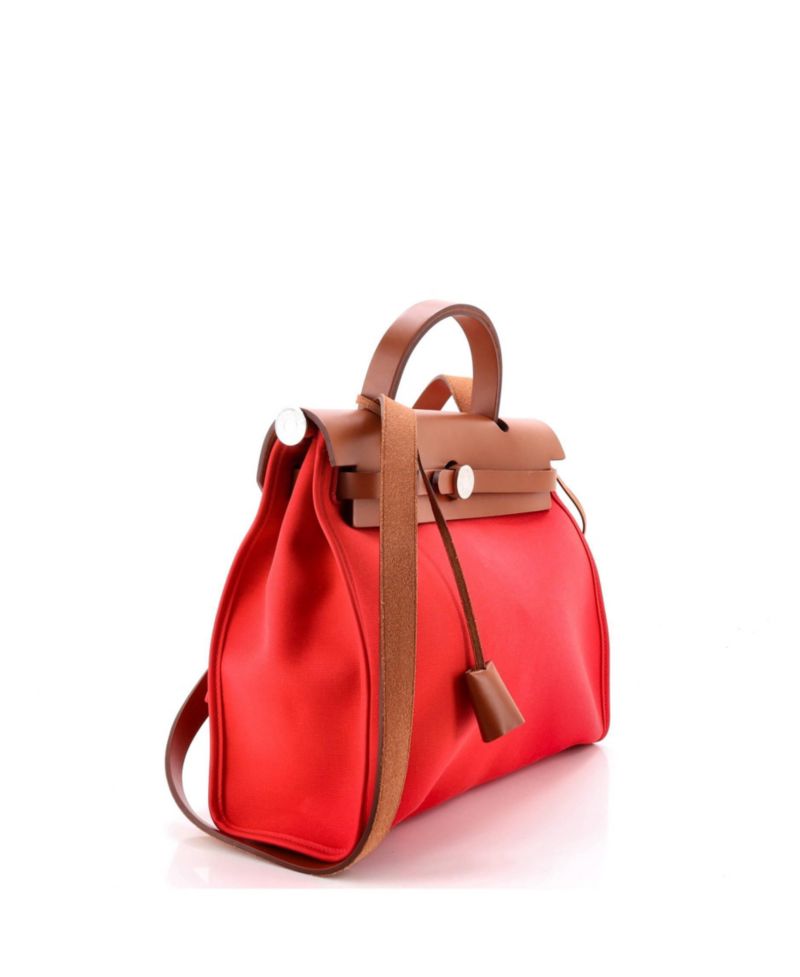 Herbag Zip Medium Leather and Canvas Shoulder Bag, Great Condition
