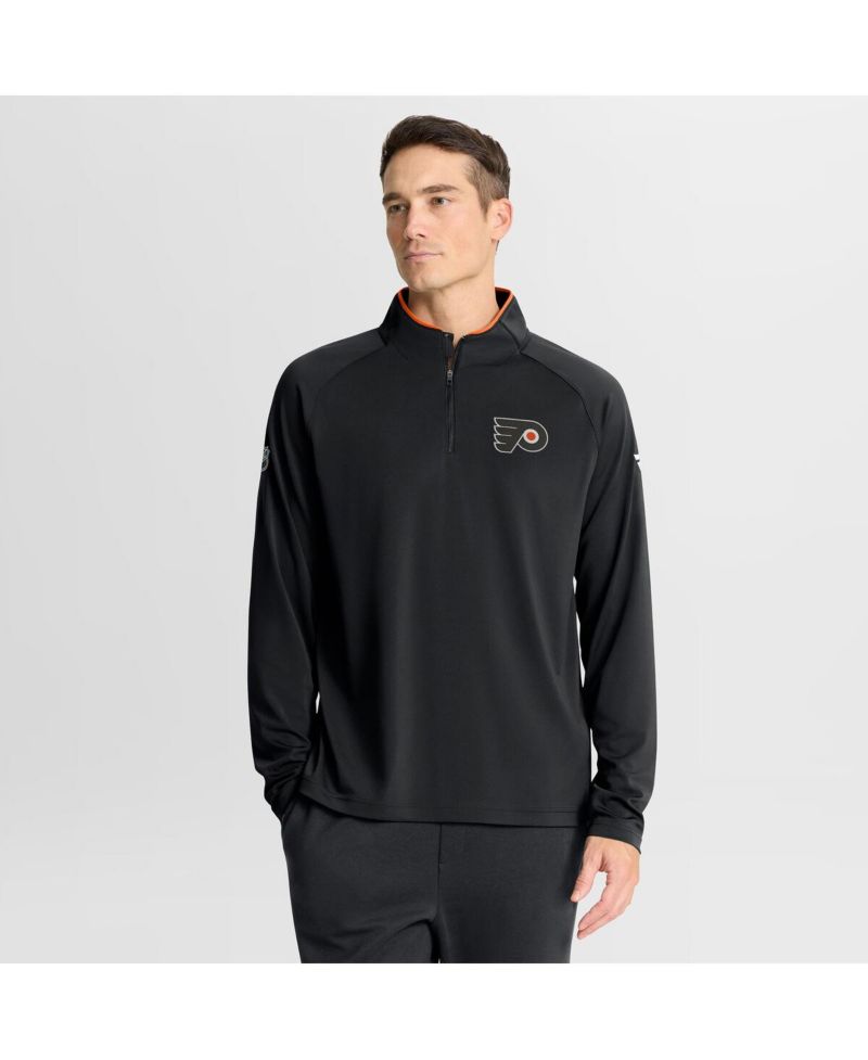 Men's Black Philadelphia Flyers Authentic Pro Rink Training Quarter-Zip Pullover Hoodie