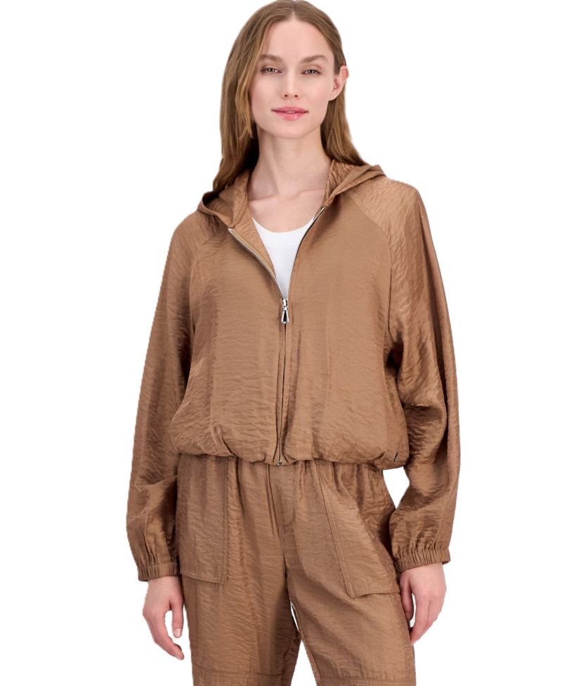 Women's Raglan Zip-Front Hooded Sweatshirt