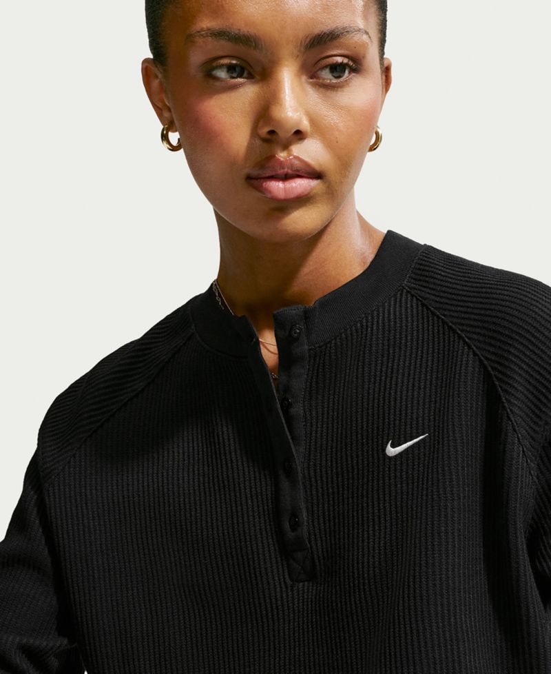 Women's Sportswear Chill Waffle Oversized Long-Sleeve Henley Top
