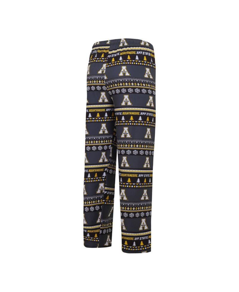 Men's 2-Piece Black Appalachian State Mountaineers Swivel Long Sleeve Top and Pants Sleep Set