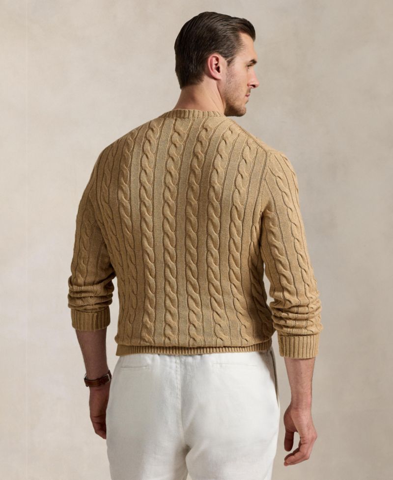 Men's Big & Tall Cable-Knit Cotton Sweater
