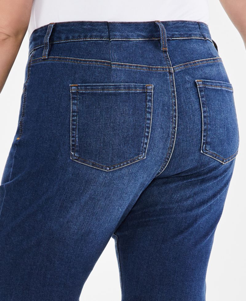 Plus Size Mid-Rise Raw-Edge Bermuda Jean Shorts