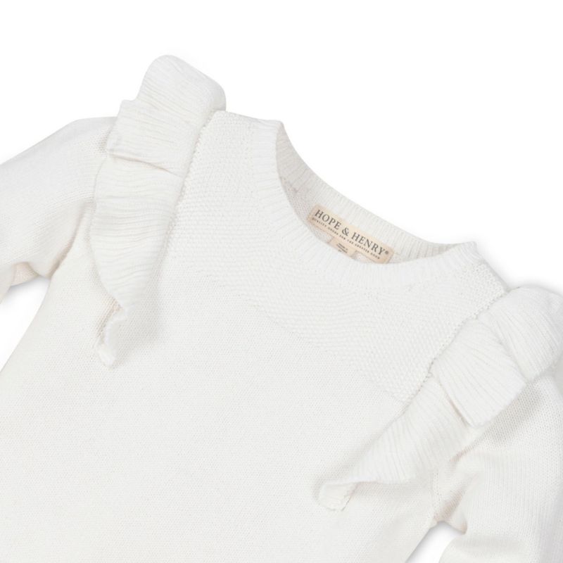 Baby Girls Hope and Henry Long Sleeve Pointelle Yoke Ruffle Sweater