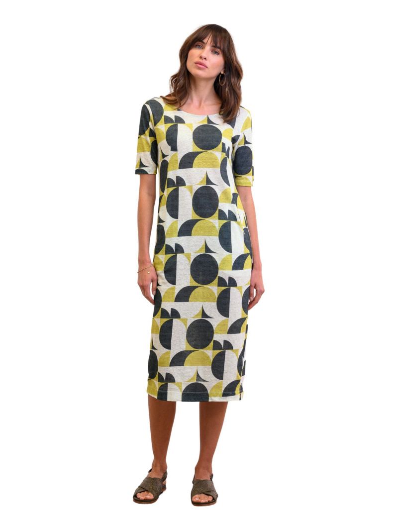 Women's Linen Blend Button Back Midi Dress