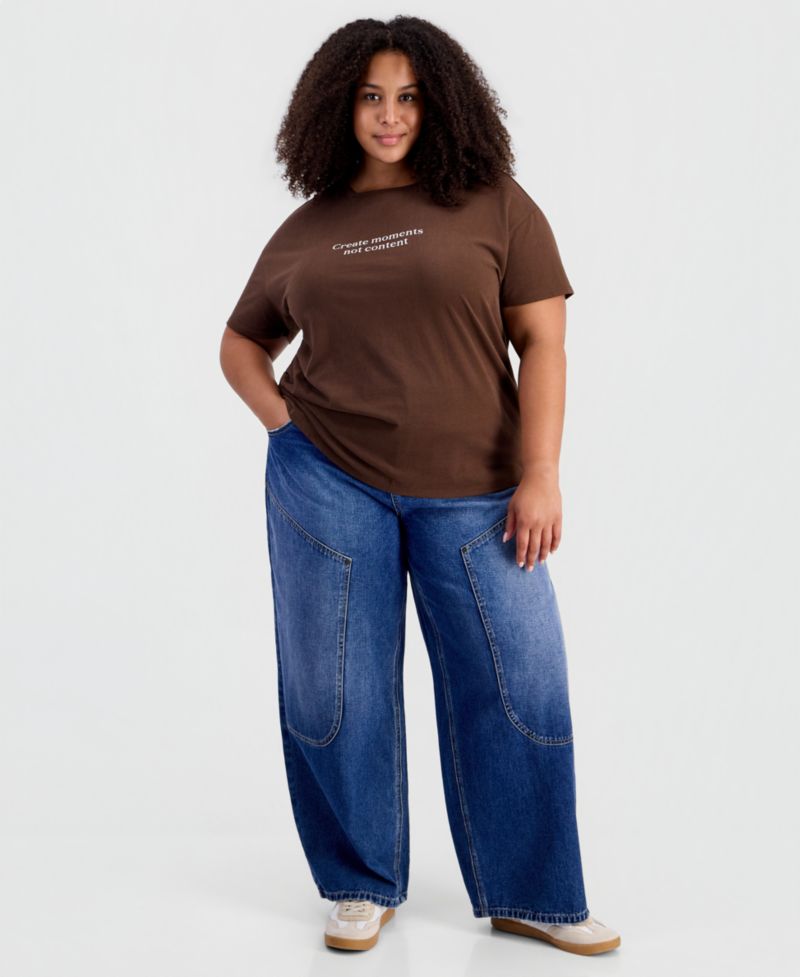 Plus Size Landscape Graphic Tee Relaxed-Fit Top