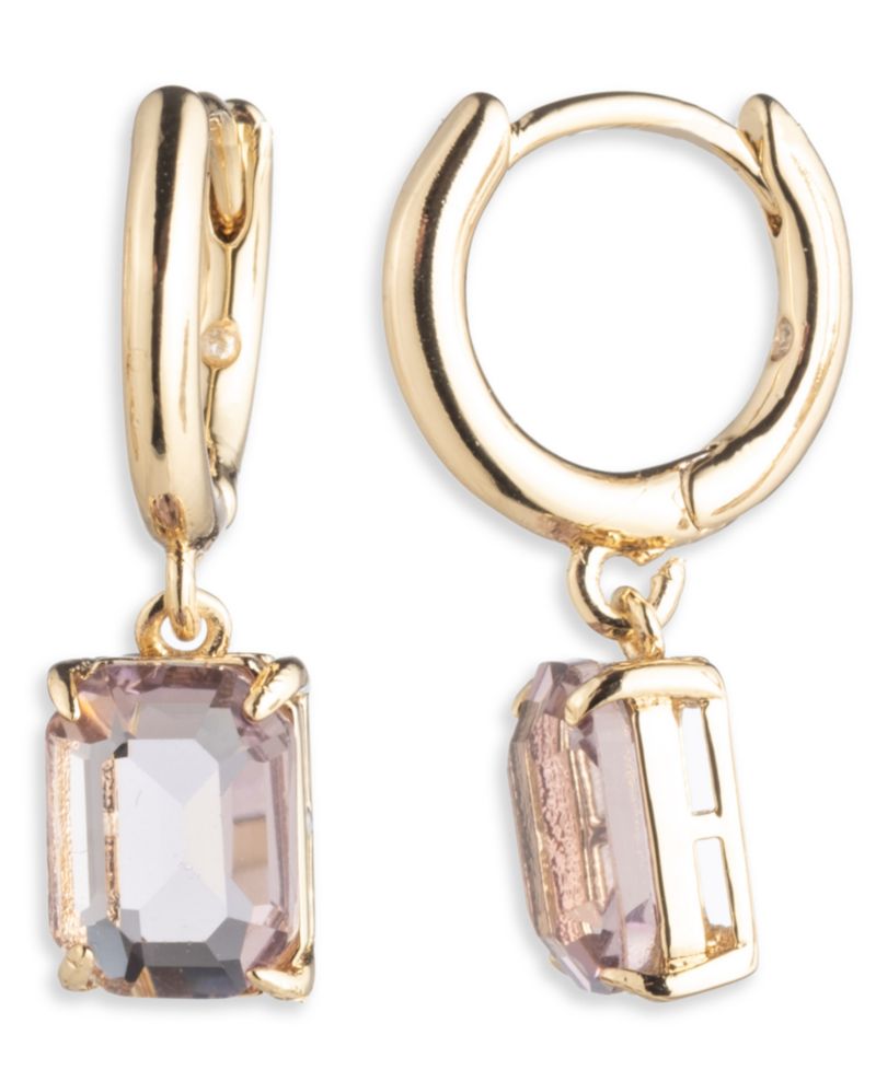 Glass Stone Drop Huggie Earrings