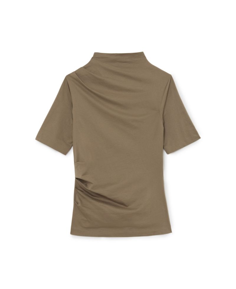 Women's Tulia High-Neck Draped Short-Sleeve Top