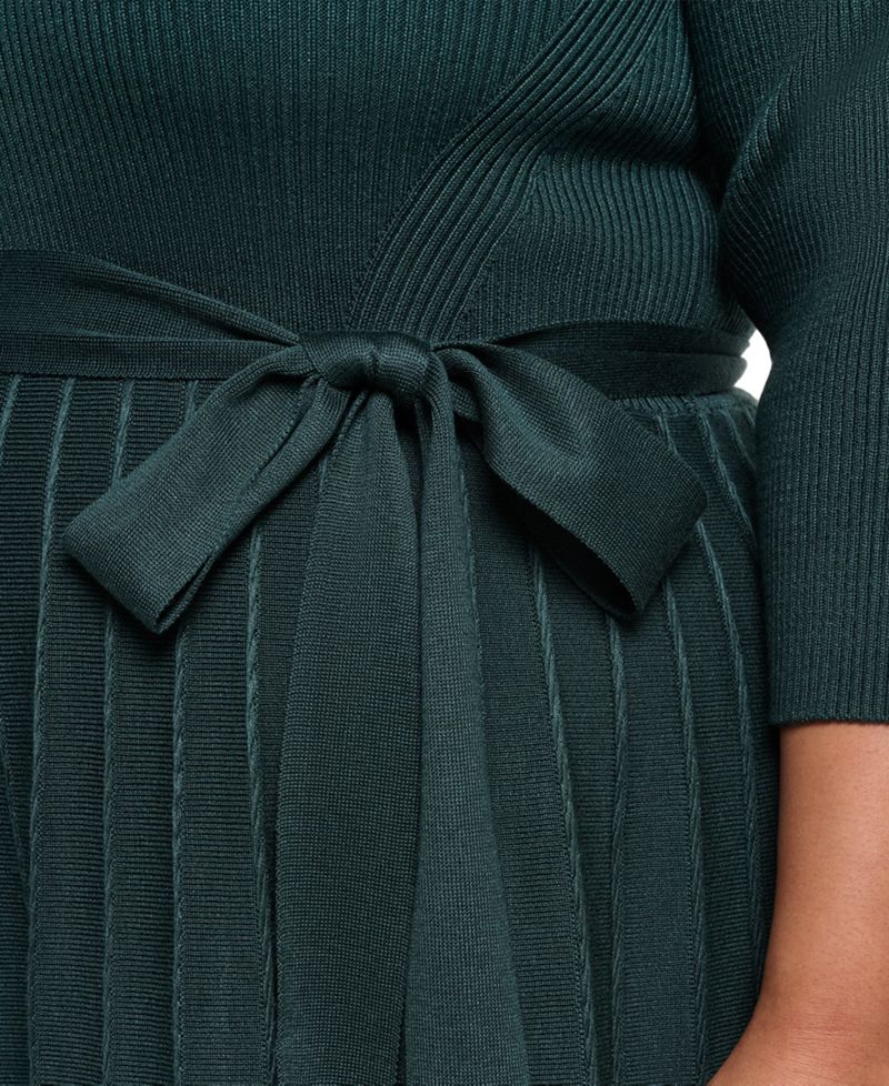 Plus Size Fit & Flare Ribbed-Knit Midi Dress
